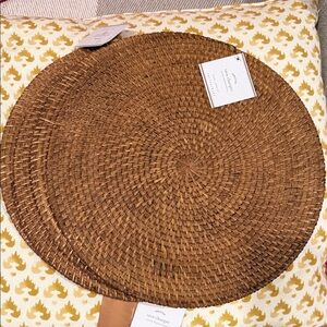 Natural Brown Woven Round Placemats - Set of 2